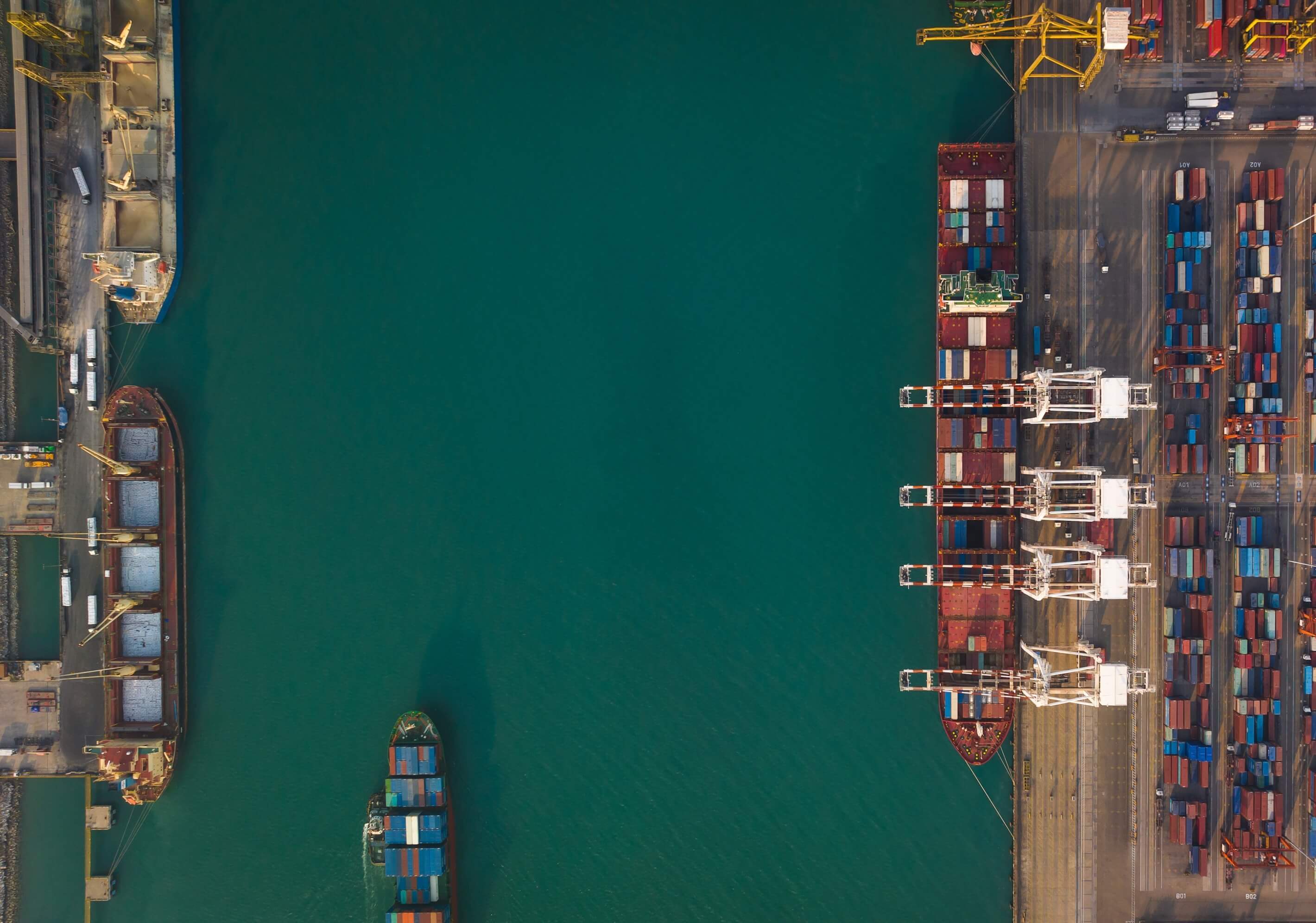 Bird's eye view of the container port
